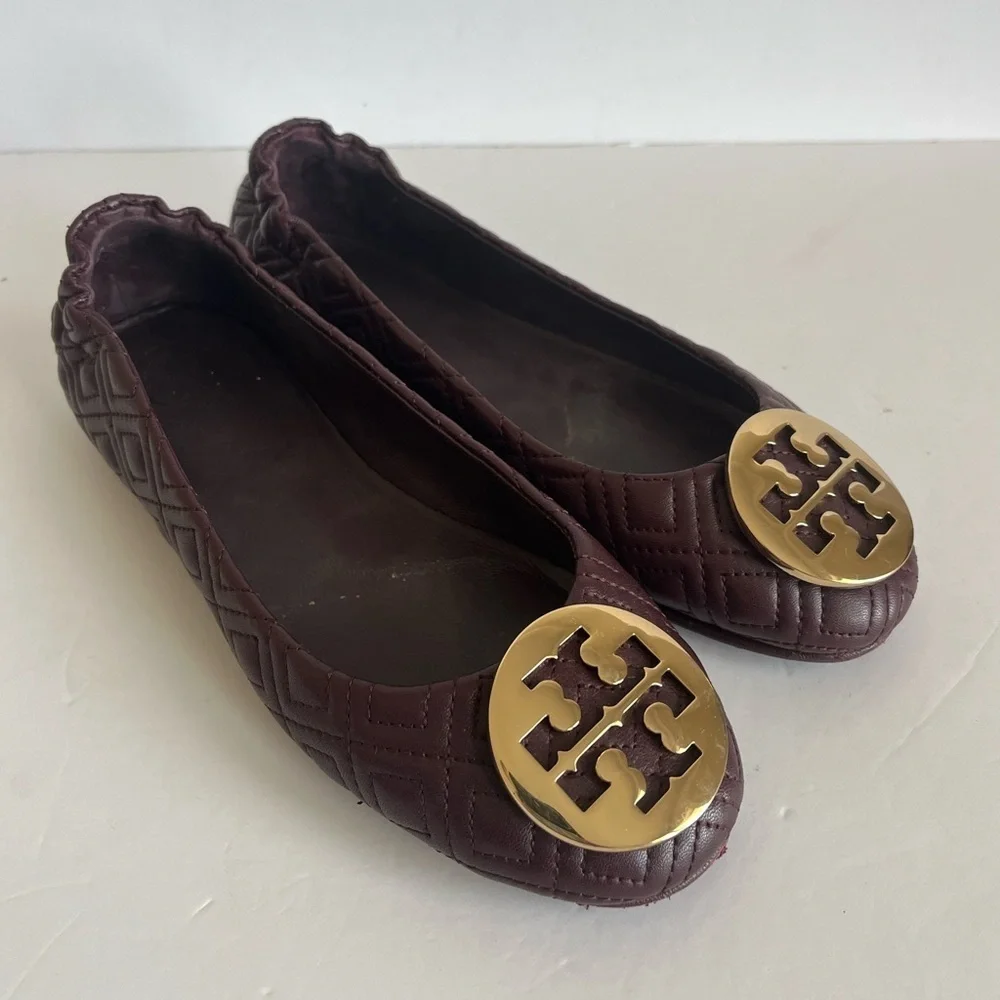 Tory Burch Quilted Minnie Nappa Leather Travel Ballet Flats size 6